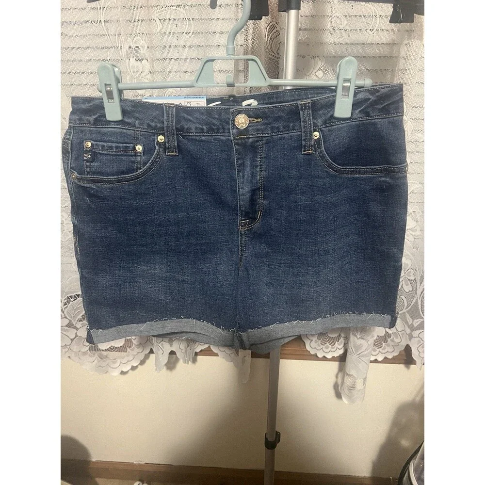 Seven7 Weekend Short Cut Off Denim Cuffed Blue Denim Women's Size 10 Shorts